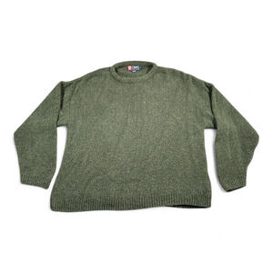 Vintage Chaps Ralph Lauren Sweater Adult LARGE Green Wool Blend Preppy 80s